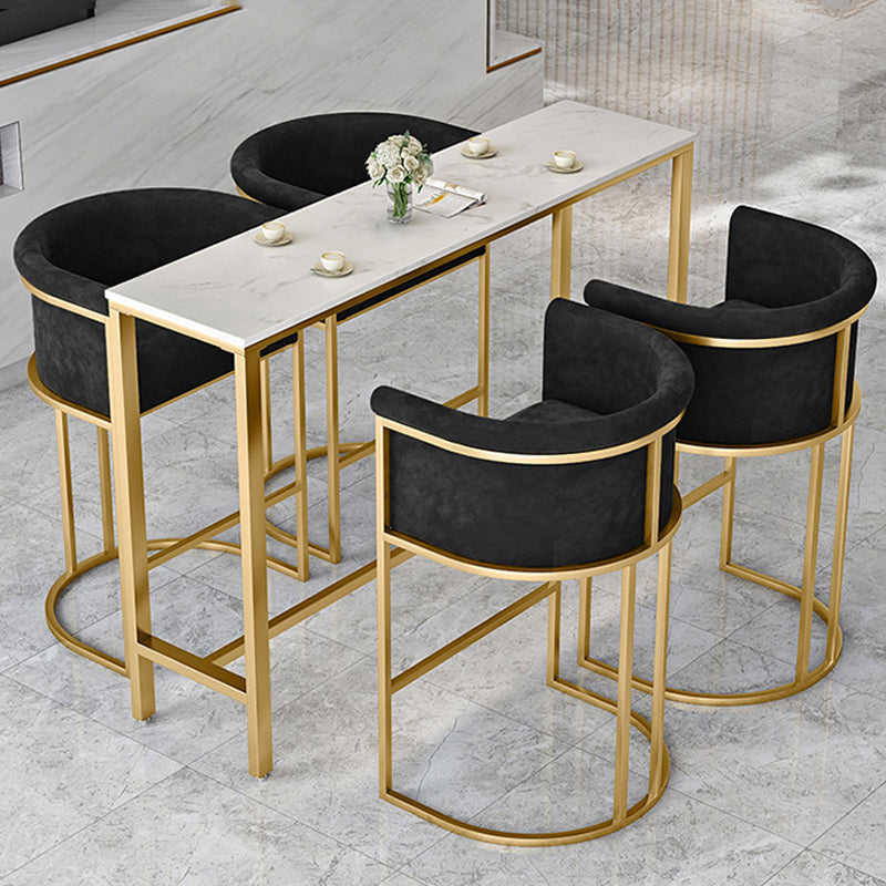 Glam Bar Set 1/2/4/7 Pcs Marble Bar Table with Upholstered Stools