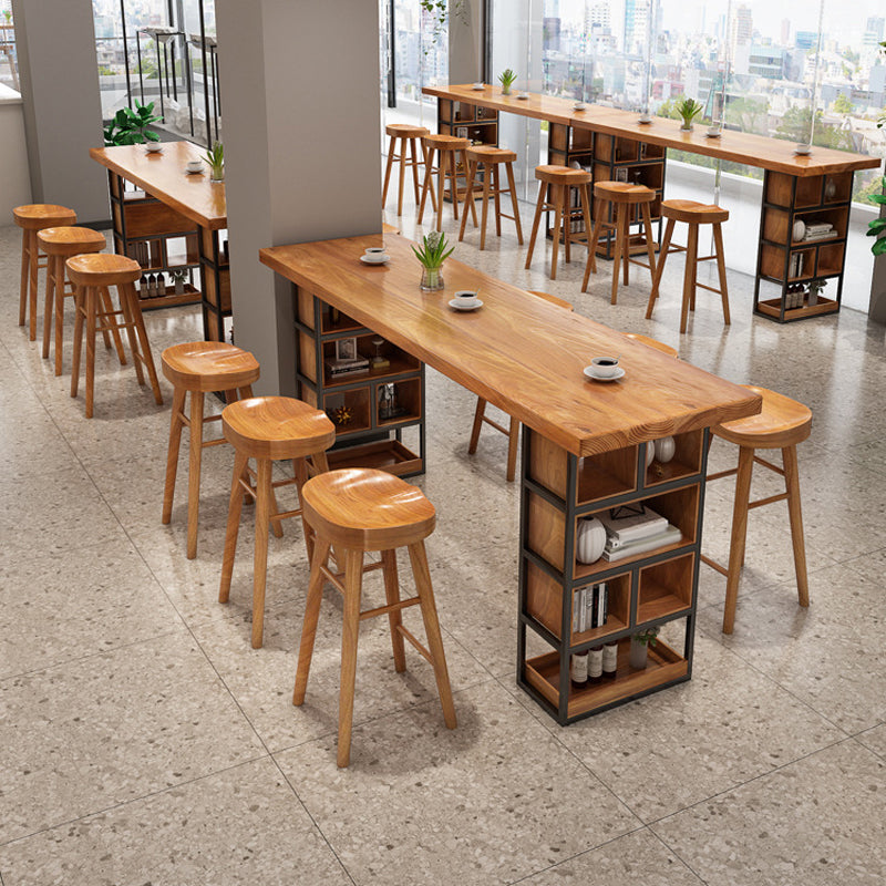 Contemporary Rectangle Bar Table Set 1/2/4/7 Pcs Solid Wood Bar Table and Bar Stools
