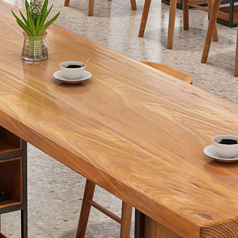 Contemporary Rectangle Bar Table Set 1/2/4/7 Pcs Solid Wood Bar Table and Bar Stools