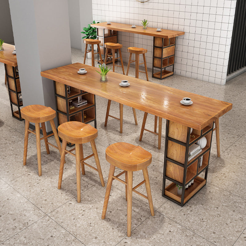 Contemporary Rectangle Bar Table Set 1/2/4/7 Pcs Solid Wood Bar Table and Bar Stools