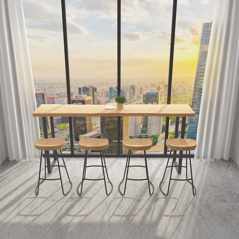 Rectangular Solid Wood Bar Table Set 1/5/9 Pieces Counter Table with Backless Stools