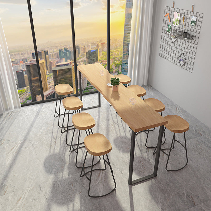 Rectangular Solid Wood Bar Table Set 1/5/9 Pieces Counter Table with Backless Stools