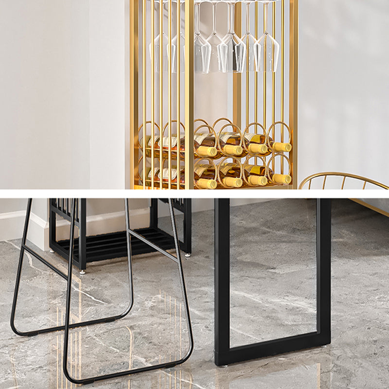 Glam Folding Bar Table Set 1/2 Pcs Bar Table and Bar Stools with Metal Frame