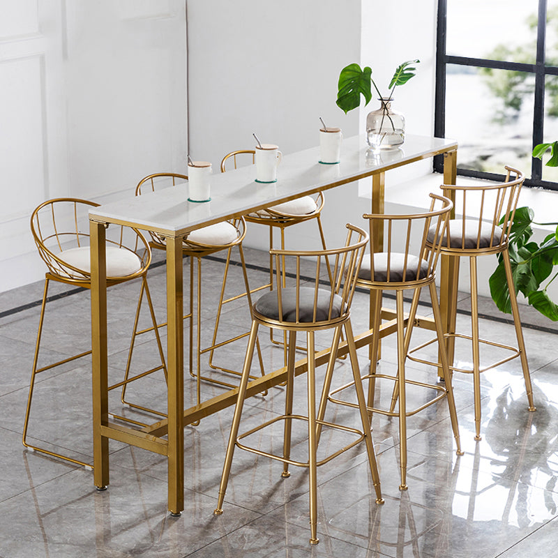 Glam 1/4/7 Pieces Bar Table Set Rectangle Stone Counter Table with High Stools for Cafe