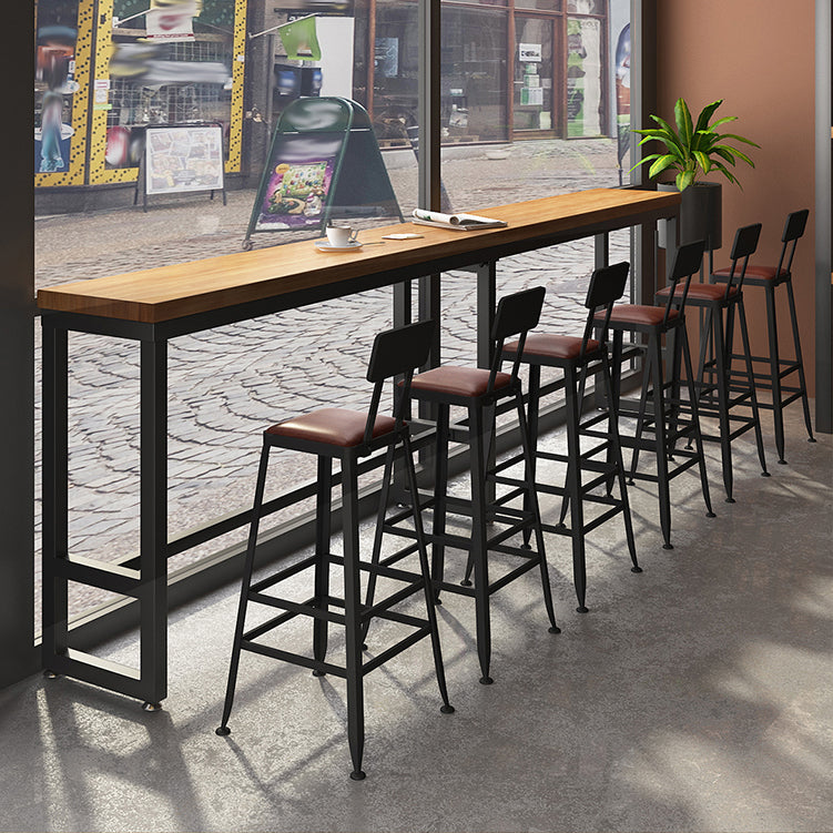 Modern 1/7 Pieces Bar Table Set Rectangle Pine Wood Counter Table with High Stools for Bar