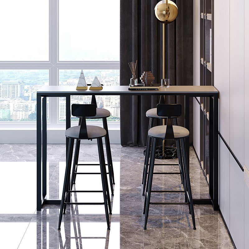 Modern 1/3/4/5 Pieces Bar Table Set Rectangle Stone Counter Table with Stools for Balcony