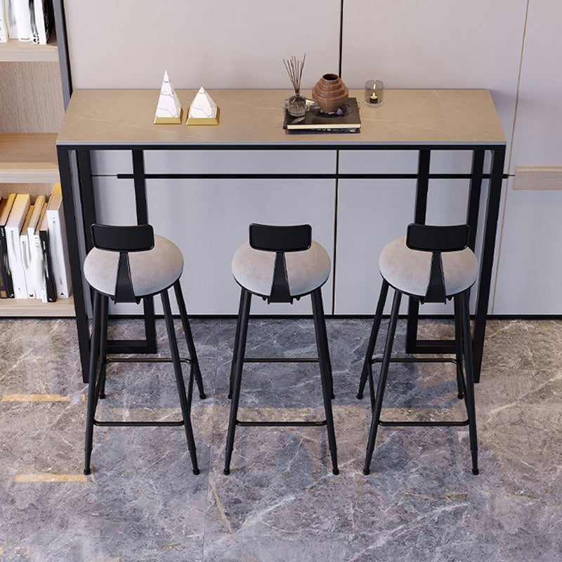 Modern 1/3/4/5 Pieces Bar Table Set Rectangle Stone Counter Table with Stools for Balcony