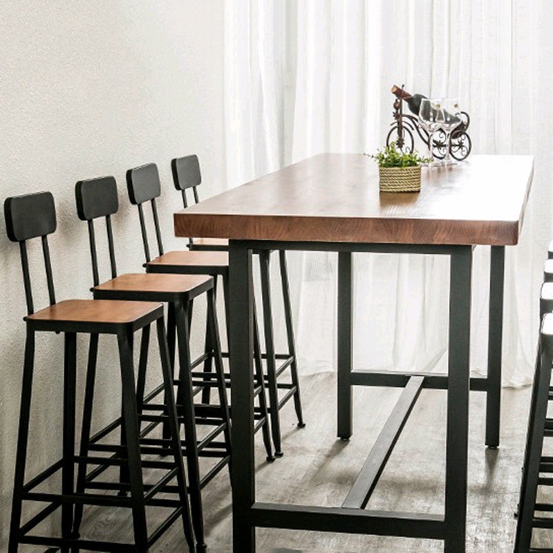 Industrial 1/2/9 Pieces Bar Table Set Rectangle Pine Wood Counter Table with High Stools