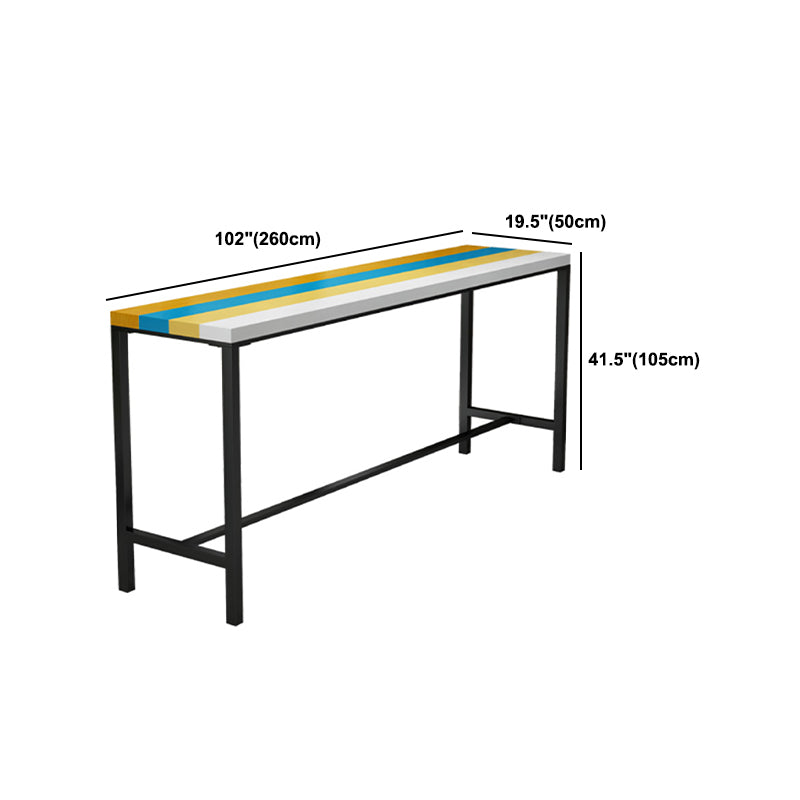 Modern 1/5/9 Pieces Bar Table Set Rectangle Wood Counter Table with High Stools for Cafe