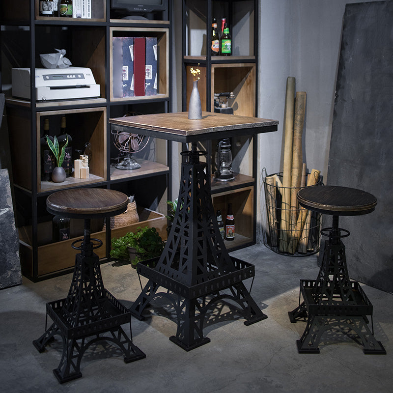 Industrial Wood Bar Table Set 1/2/3 Pieces Metal Counter Set for Home Use