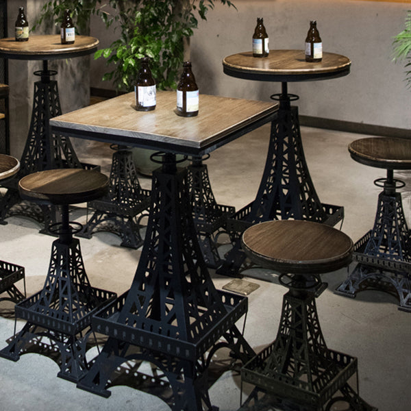 Industrial Wood Bar Table Set 1/2/3 Pieces Metal Counter Set for Home Use