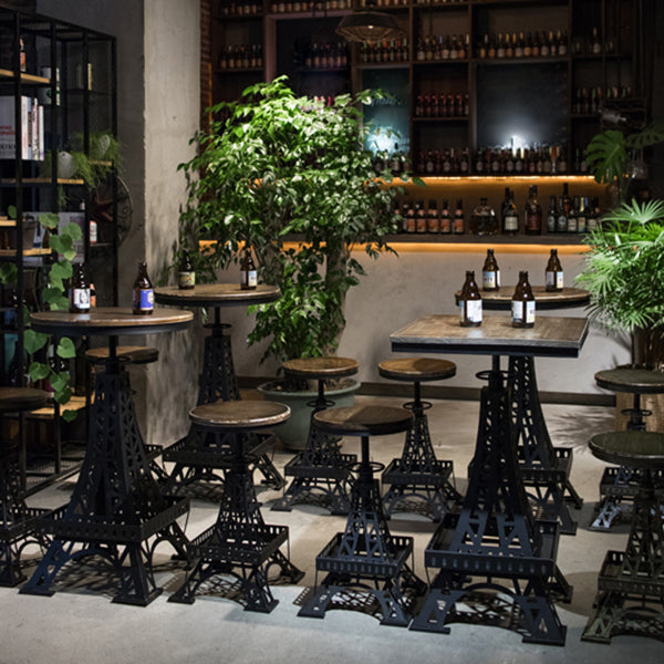 Industrial Wood Bar Table Set 1/2/3 Pieces Metal Counter Set for Home Use