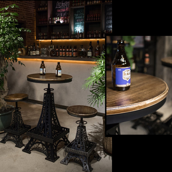 Industrial Wood Bar Table Set 1/2/3 Pieces Metal Counter Set for Home Use