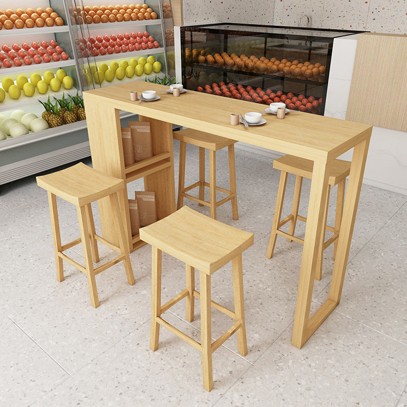 Glam 1/5 Pieces Bar Table Set Rectangle Wood Counter Table for Kitchen