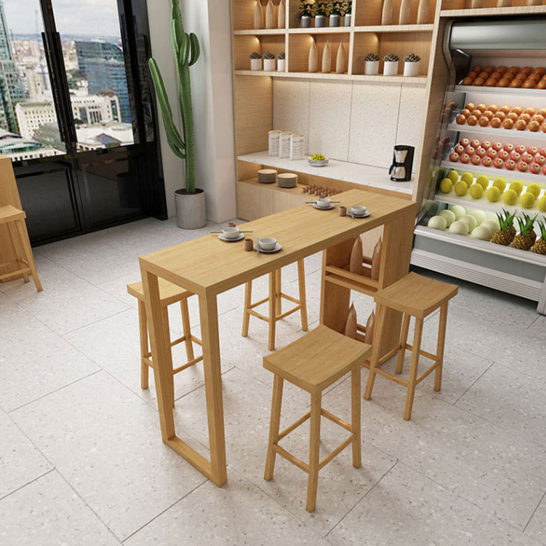 Glam 1/5 Pieces Bar Table Set Rectangle Wood Counter Table for Kitchen