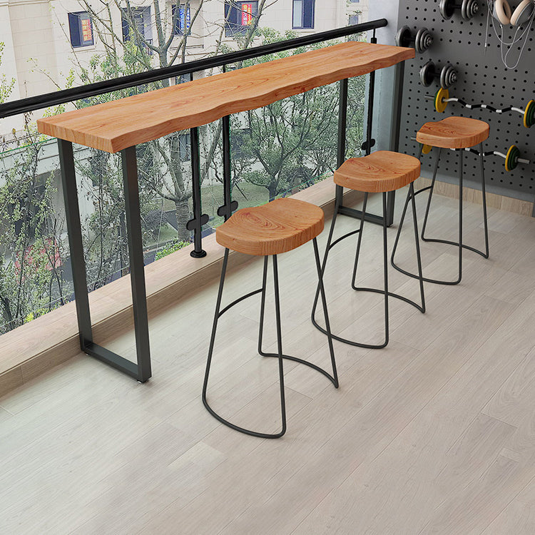 Modern 1/4 Pieces Bar Table Set Rectangle Pine Wood Counter Table with Stools for Balcony