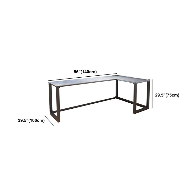 Modern L-Shape Writing Desk Home Office Desk with Metal Legs