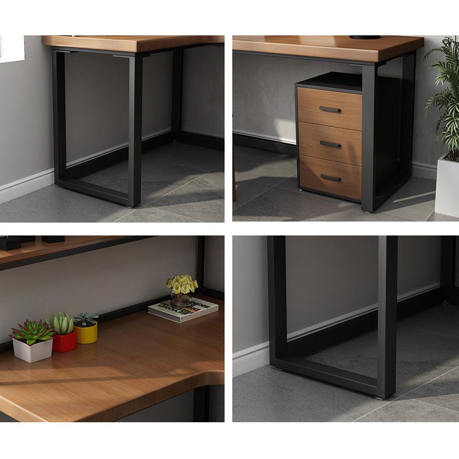 Solid Wooden L-Shape Office Desk Modern Simple Writing Desk for Office and Bedroom