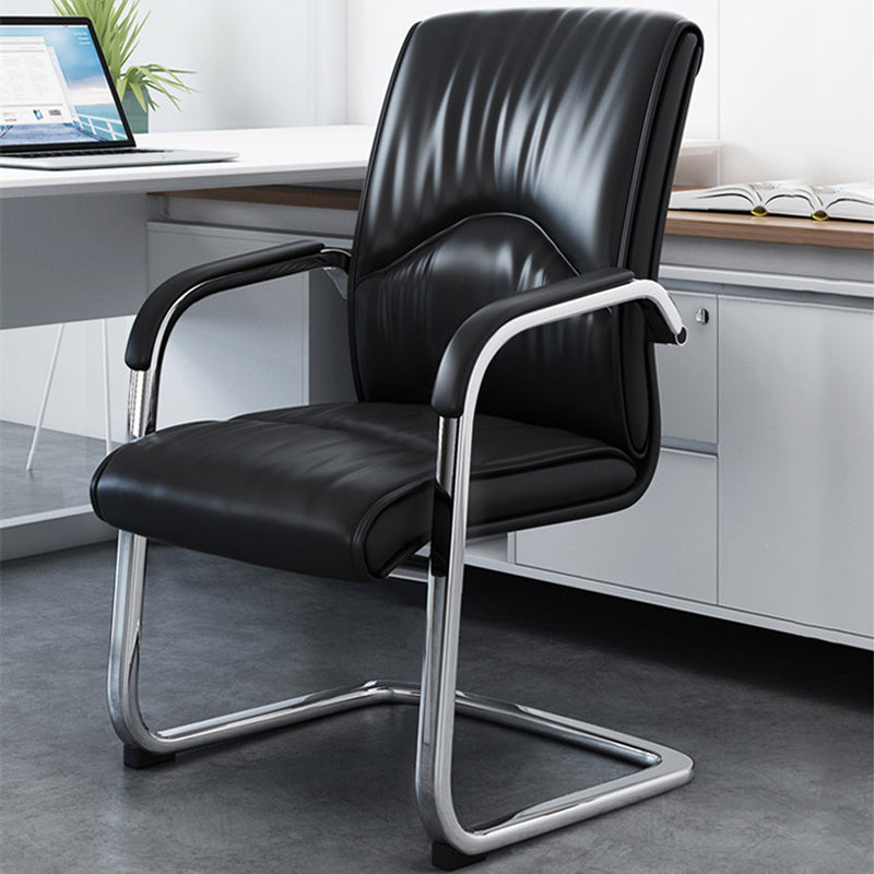 Contemporary Computer Chair Faux Leather Padded Arms Office Chair