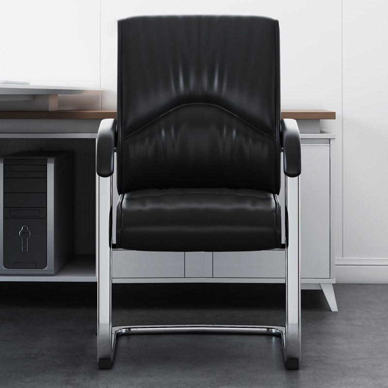 Contemporary Computer Chair Faux Leather Padded Arms Office Chair