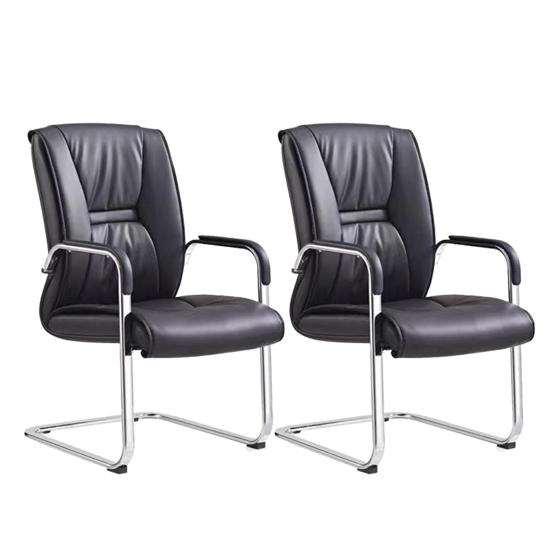 Contemporary Computer Chair Faux Leather Padded Arms Office Chair