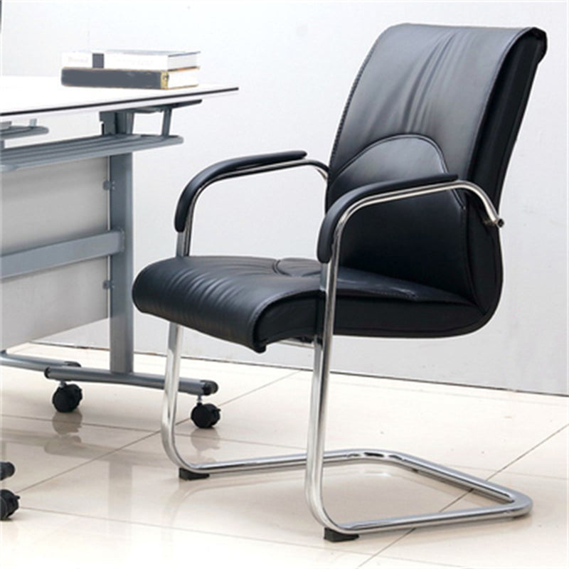 Fixed Padded Arms Office Chair Silver Frame Mid Back Home Office Chair