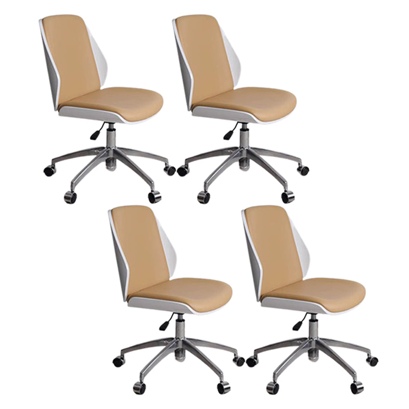 Contemporary Swivel Office Chair Mid-Back Armless Wood Back Chair