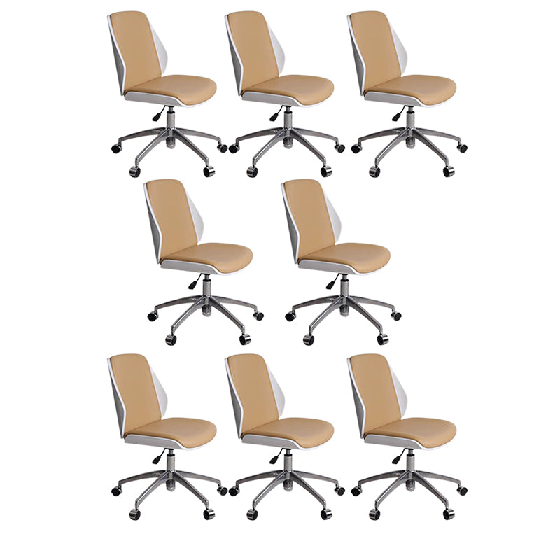Contemporary Swivel Office Chair Mid-Back Armless Wood Back Chair