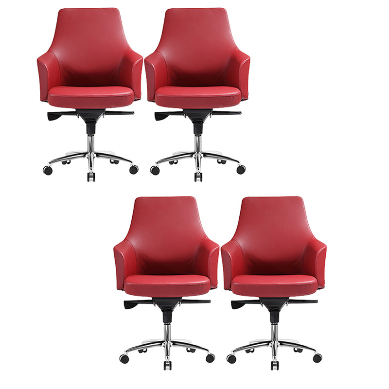 Modern Fixed Arms Swivel Chair Chrome Frame Leather Management Office Chair