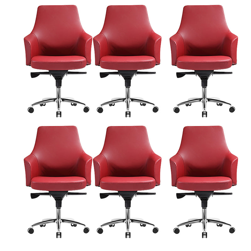 Modern Fixed Arms Swivel Chair Chrome Frame Leather Management Office Chair