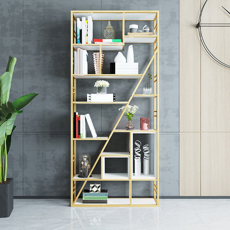 10" W Open Storage Bookcase Modern Metal Frame Bookshelf with Shelves