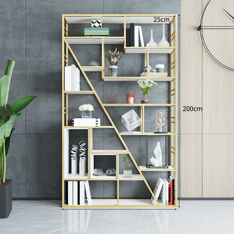 10" W Open Storage Bookcase Modern Metal Frame Bookshelf with Shelves