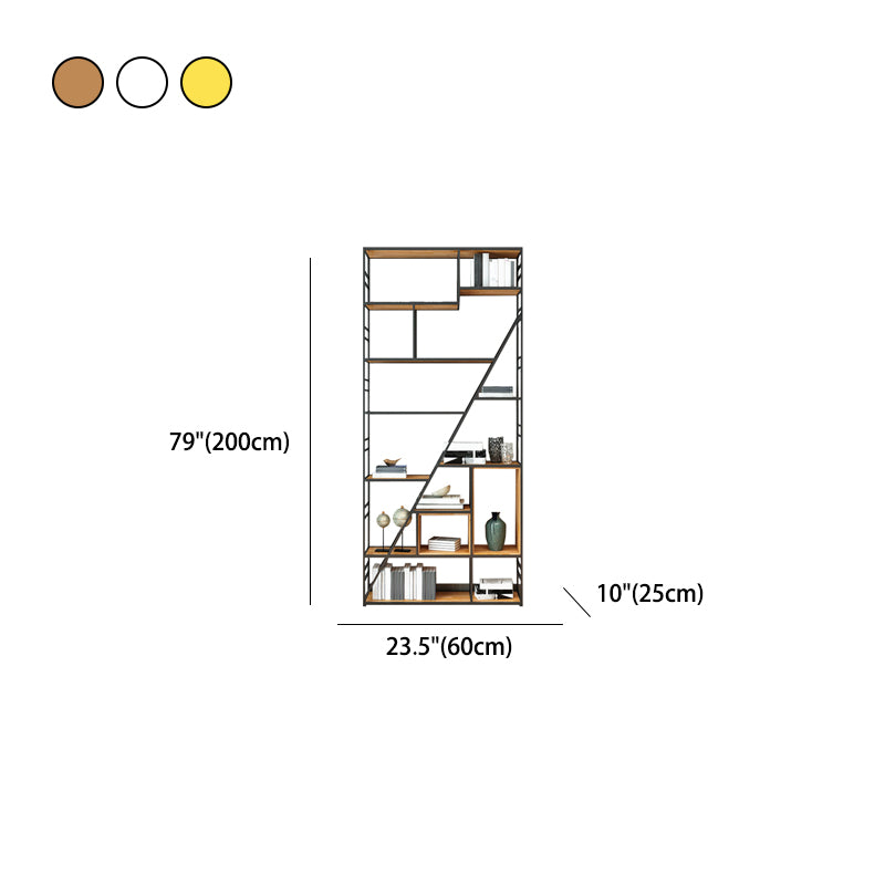 10" W Open Storage Bookcase Modern Metal Frame Bookshelf with Shelves