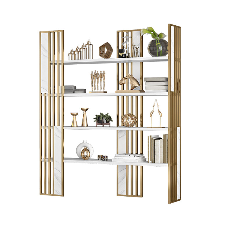 12" W Open Storage Bookcase Gold Metal Frame Bookshelf with Shelves