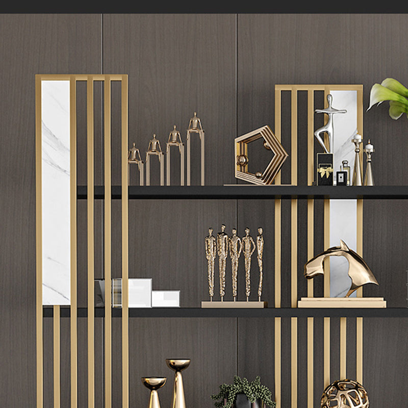 12" W Open Storage Bookcase Gold Metal Frame Bookshelf with Shelves