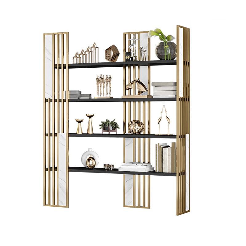 12" W Open Storage Bookcase Gold Metal Frame Bookshelf with Shelves