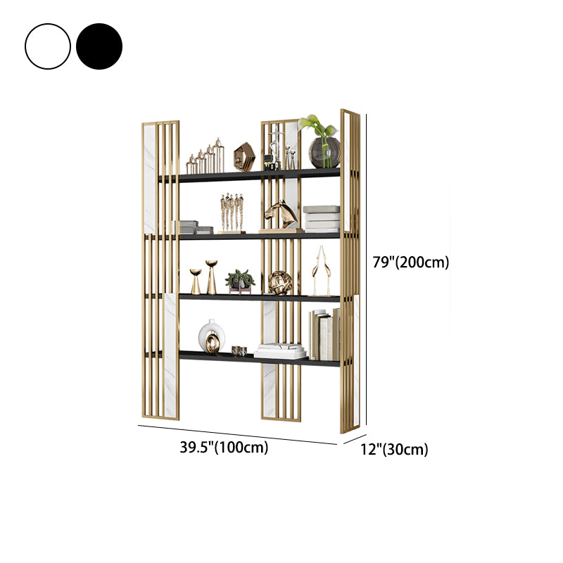 12" W Open Storage Bookcase Gold Metal Frame Bookshelf with Shelves