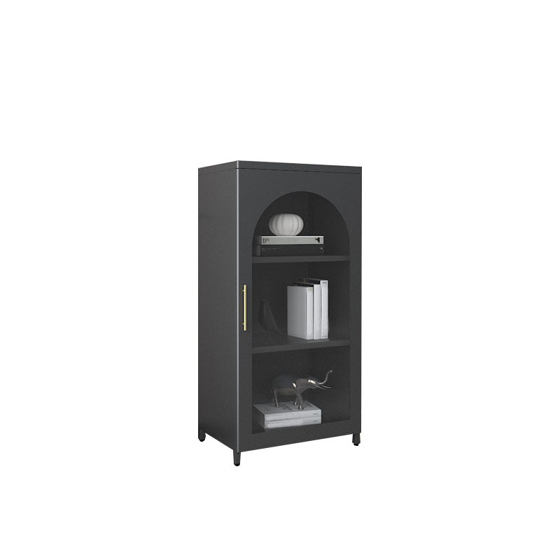 14" W Closed Storage Bookcase Metal Frame Bookshelf with Glass Doors