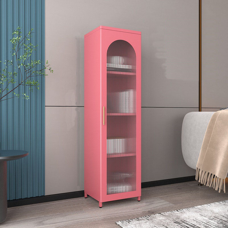 14" W Closed Storage Bookcase Metal Frame Bookshelf with Glass Doors