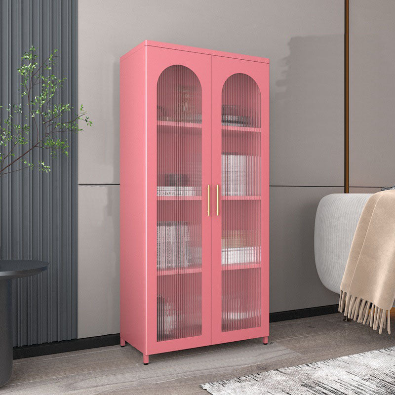 14" W Closed Storage Bookcase Metal Frame Bookshelf with Glass Doors