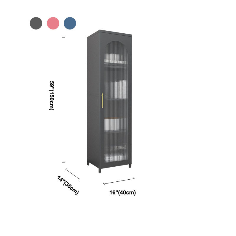 14" W Closed Storage Bookcase Metal Frame Bookshelf with Glass Doors