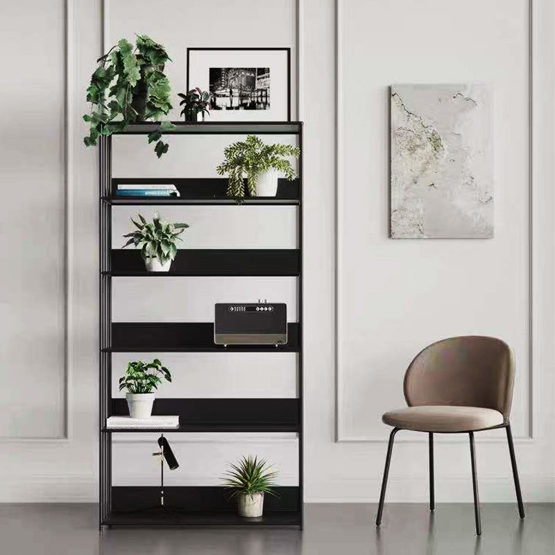 Modern Open Storage Bookcase 12" W Iron Frame Bookshelf with Shelves