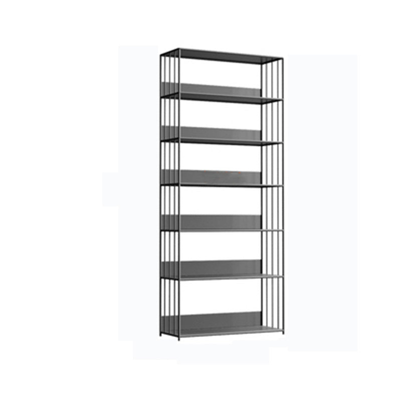 Modern Open Storage Bookcase 12" W Iron Frame Bookshelf with Shelves