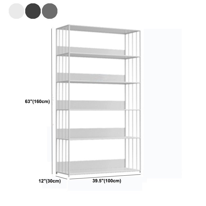 Modern Open Storage Bookcase 12" W Iron Frame Bookshelf with Shelves