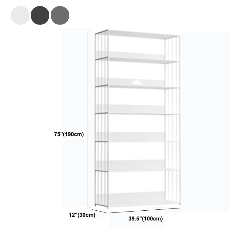 Modern Open Storage Bookcase 12" W Iron Frame Bookshelf with Shelves