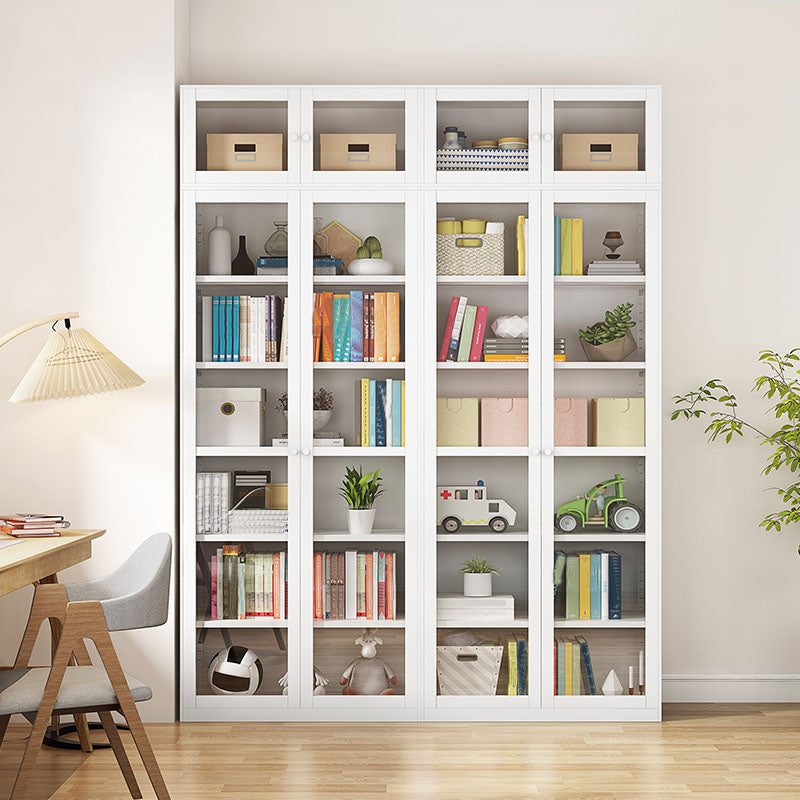Modern Closed Storage Bookcase Black/White Metal Bookshelf with Shelves