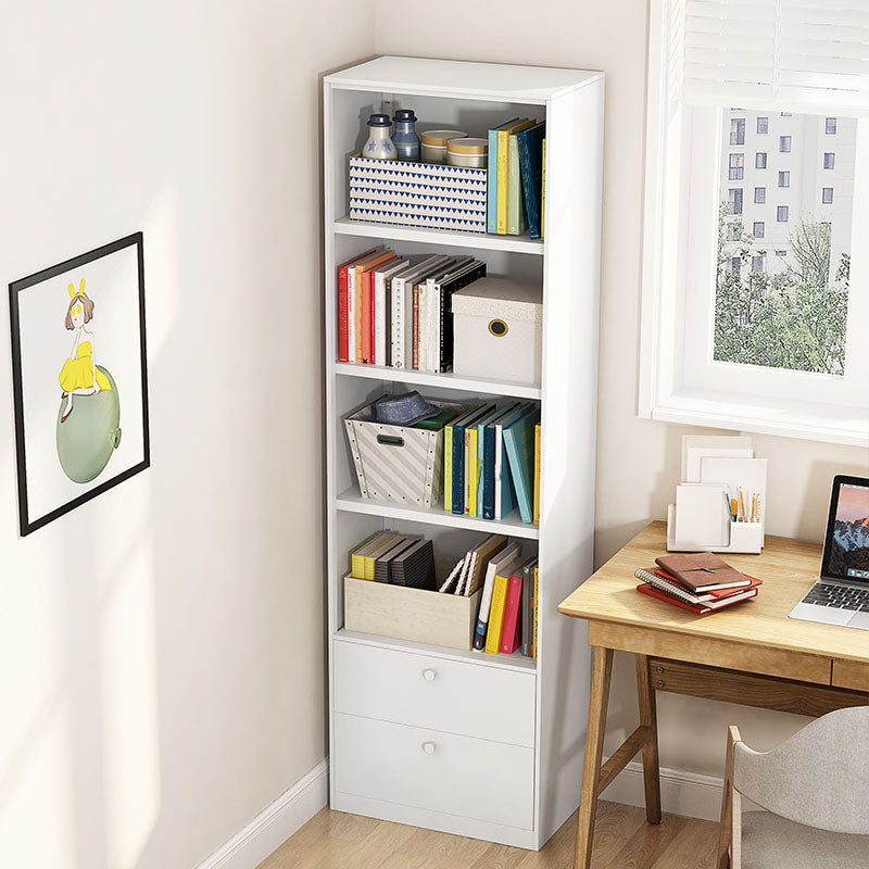Modern Closed Storage Bookcase Black/White Metal Bookshelf with Shelves
