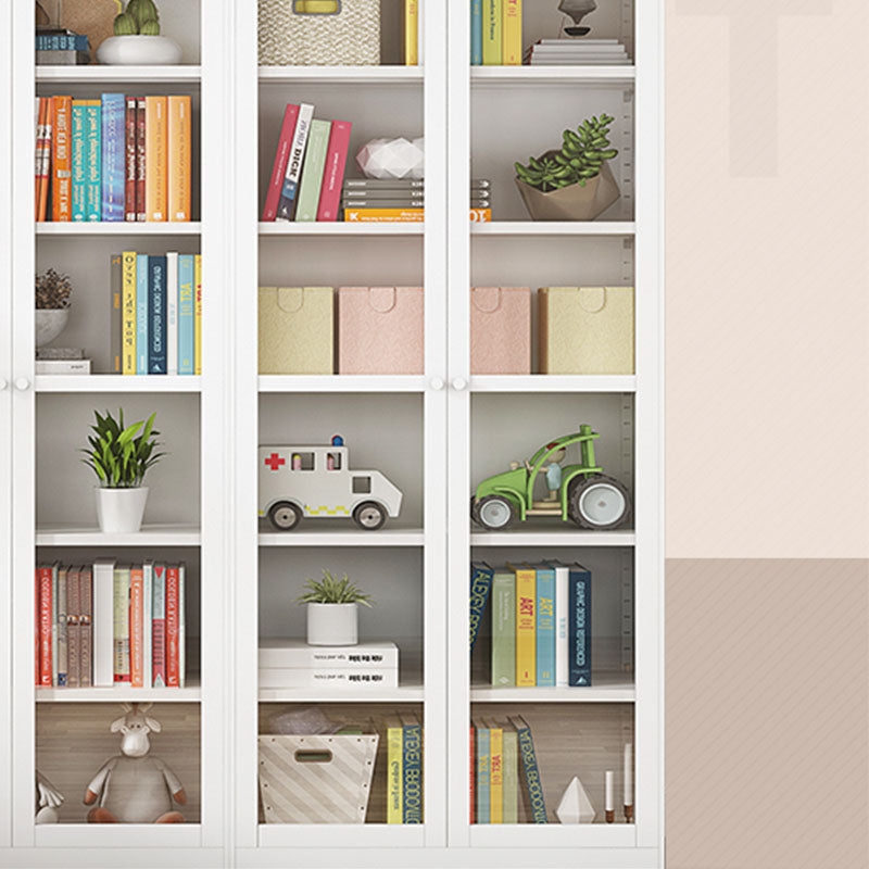 Modern Closed Storage Bookcase Black/White Metal Bookshelf with Shelves