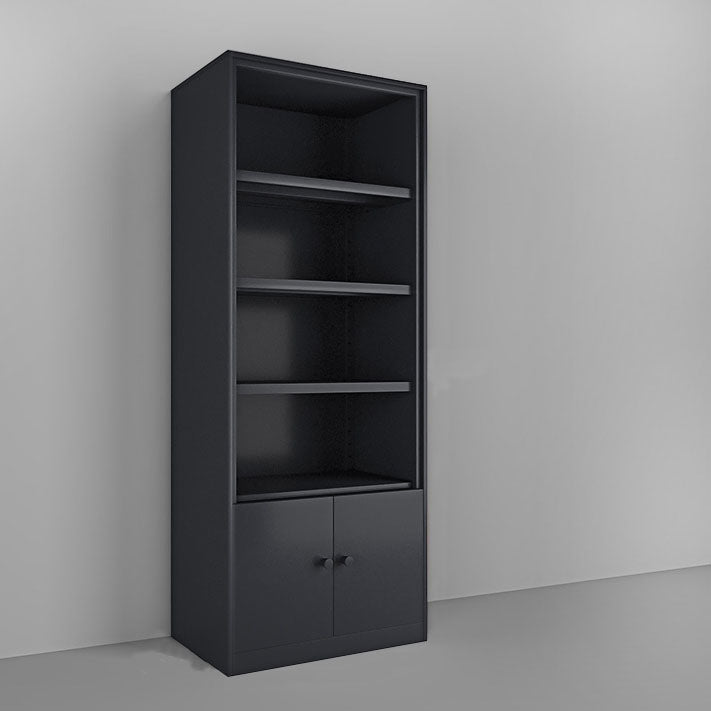Modern Closed Storage Bookcase Black/White Metal Bookshelf with Shelves