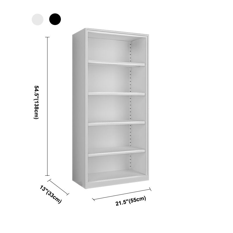 Modern Closed Storage Bookcase Black/White Metal Bookshelf with Shelves